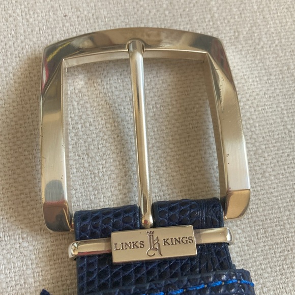 NWT | LINKS & KINGS | Exotic Lizard Luxury Belt in Navy - Picture 7 of 16